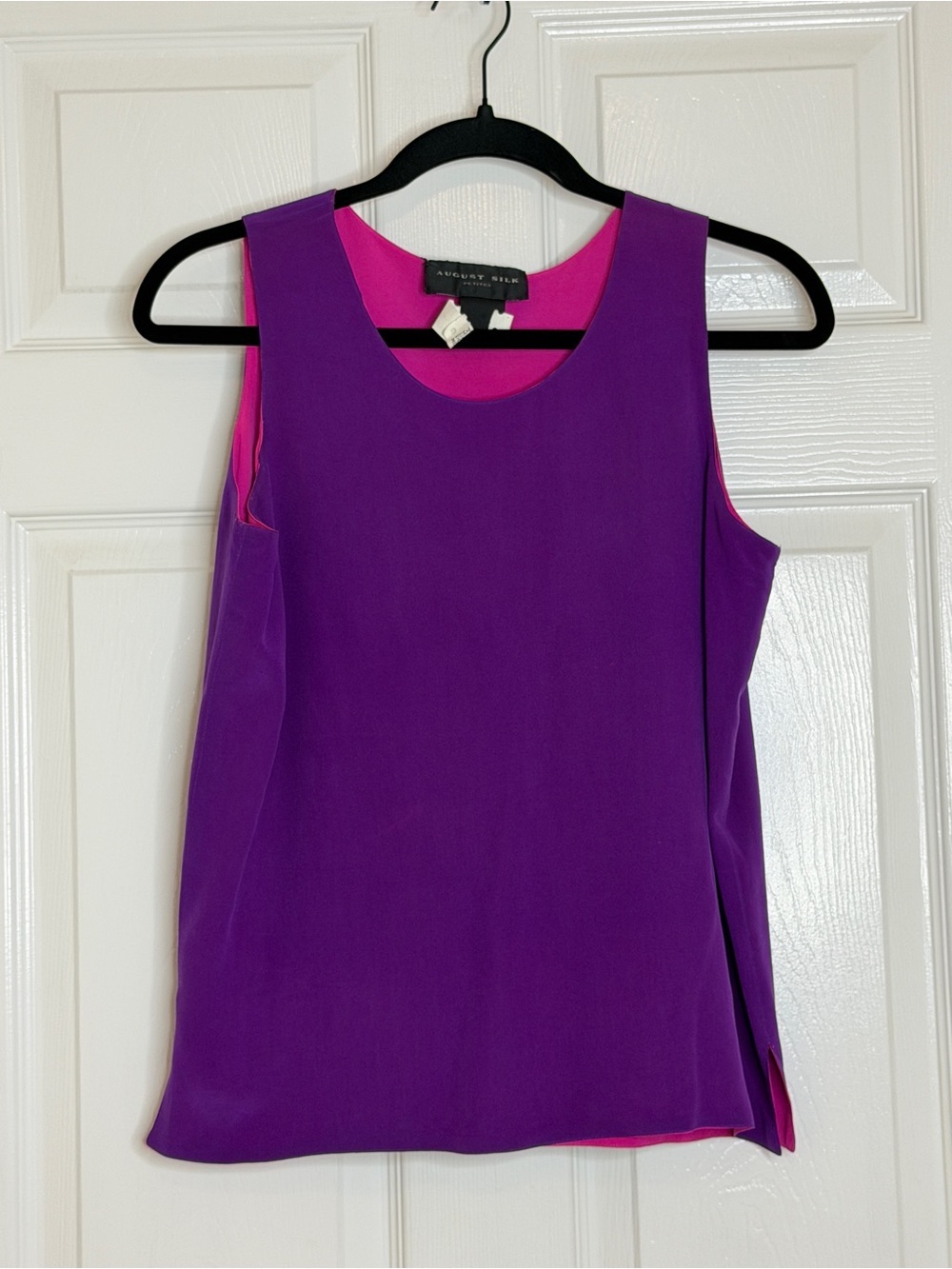 August Silk Petite Reversible 100% Silk Sleeveless Shell Top Purple Pink - Picture 1 of 6